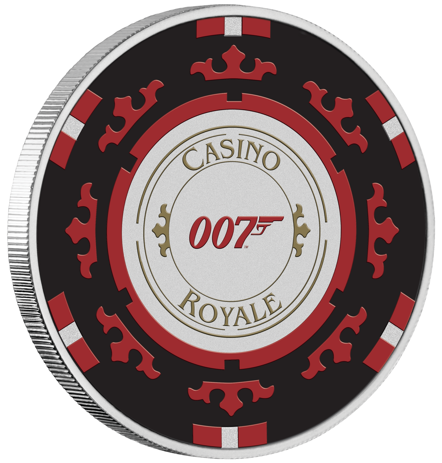 2023 James Bond Casino Royale Casino Chip 1oz Silver Coloured Coin in Card