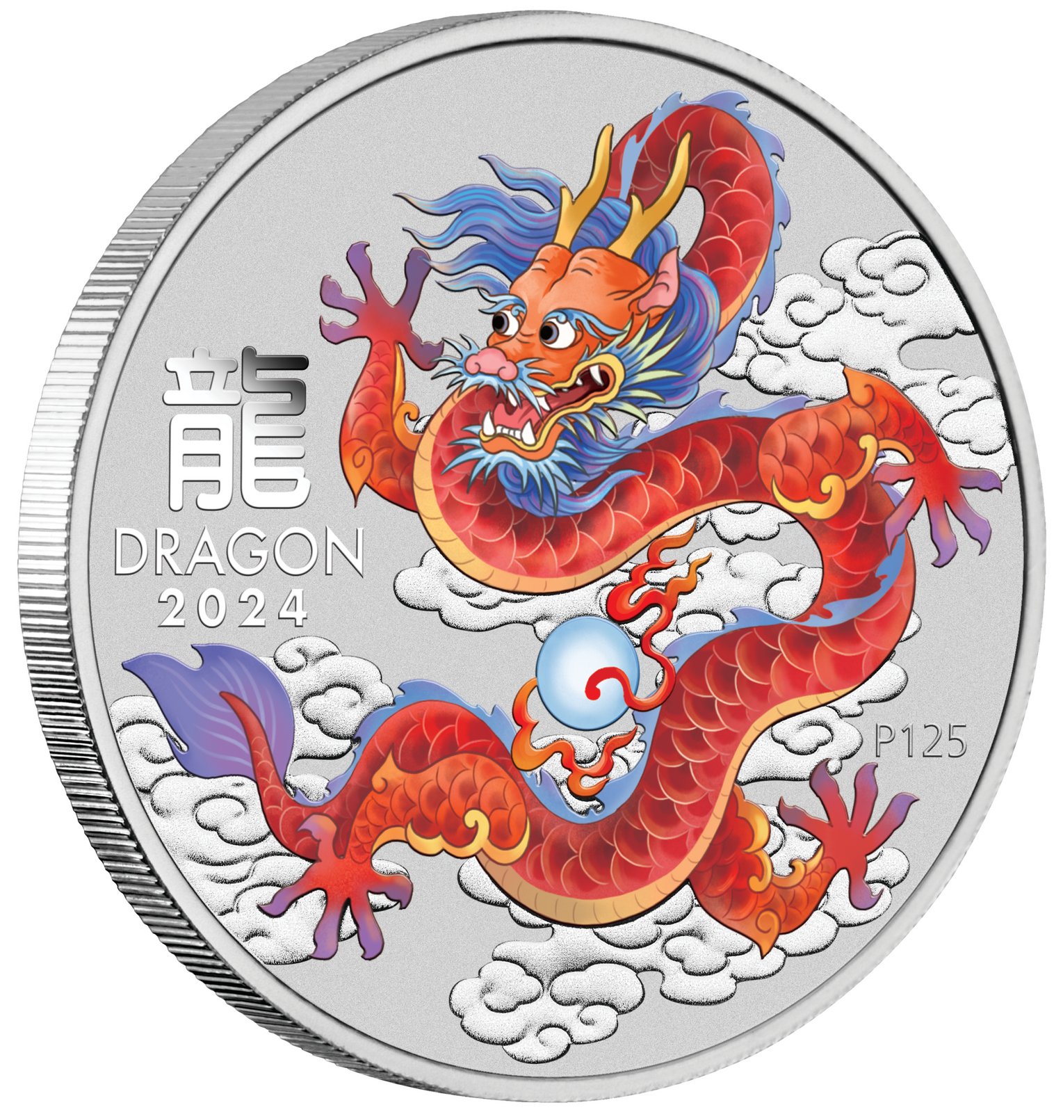 2024 Australian Lunar Series III Year of the Dragon Red 1oz Silver Coloured Coin in Card