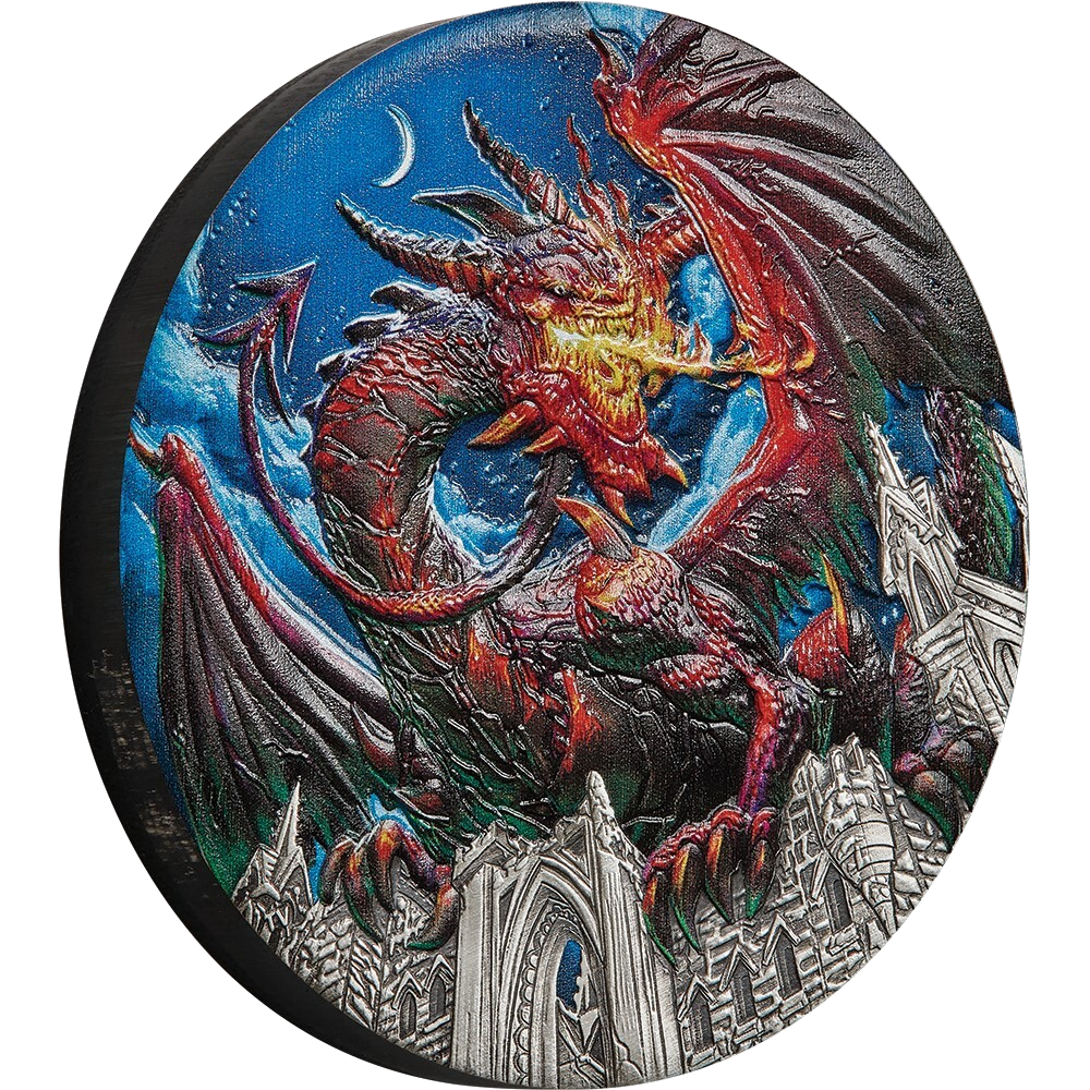 2023 $5 Dragon 5oz Silver Antiqued Coloured Coin