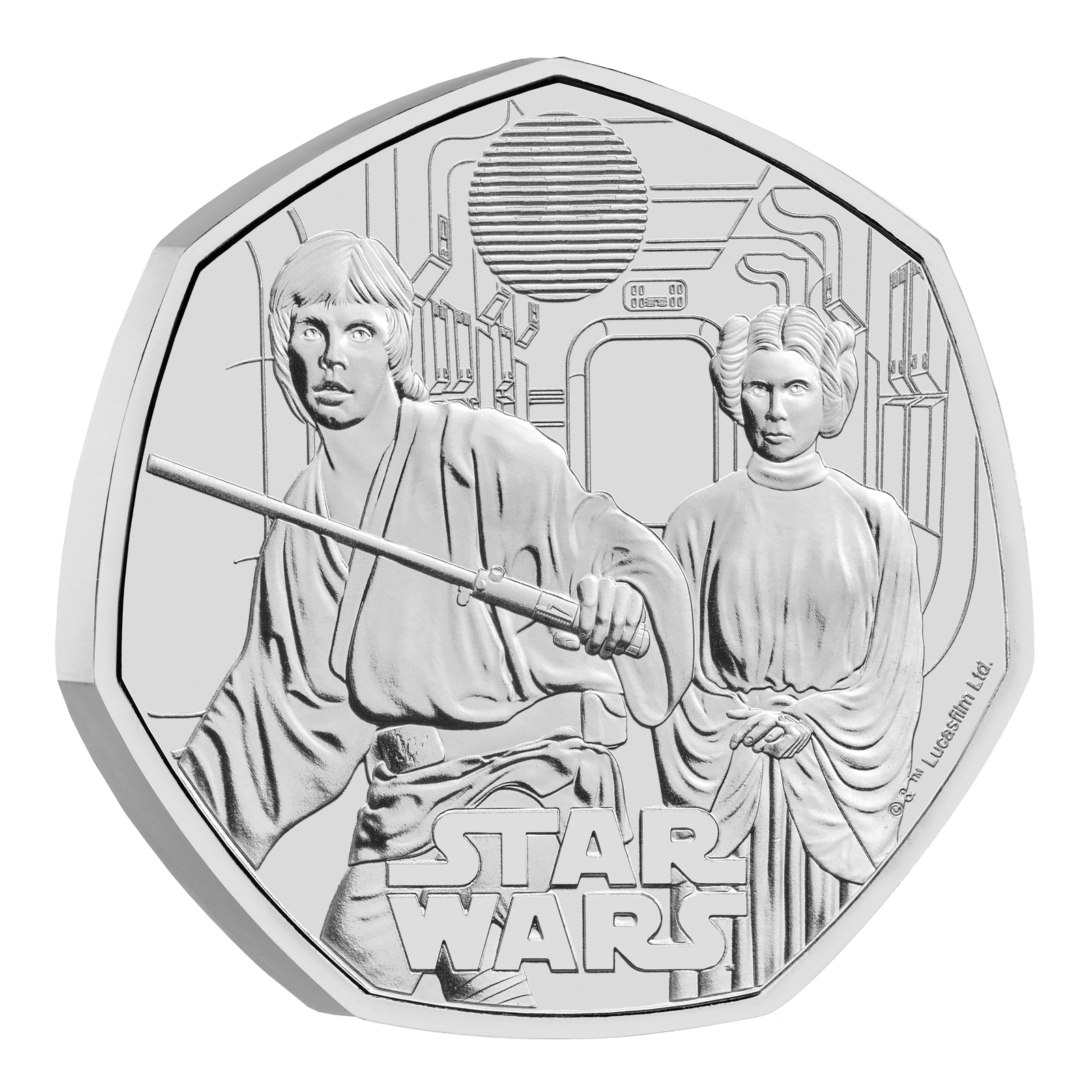 2023 50p Star Wars Luke Skywalker and Princess Leia UK Brilliant Uncirculated Coin