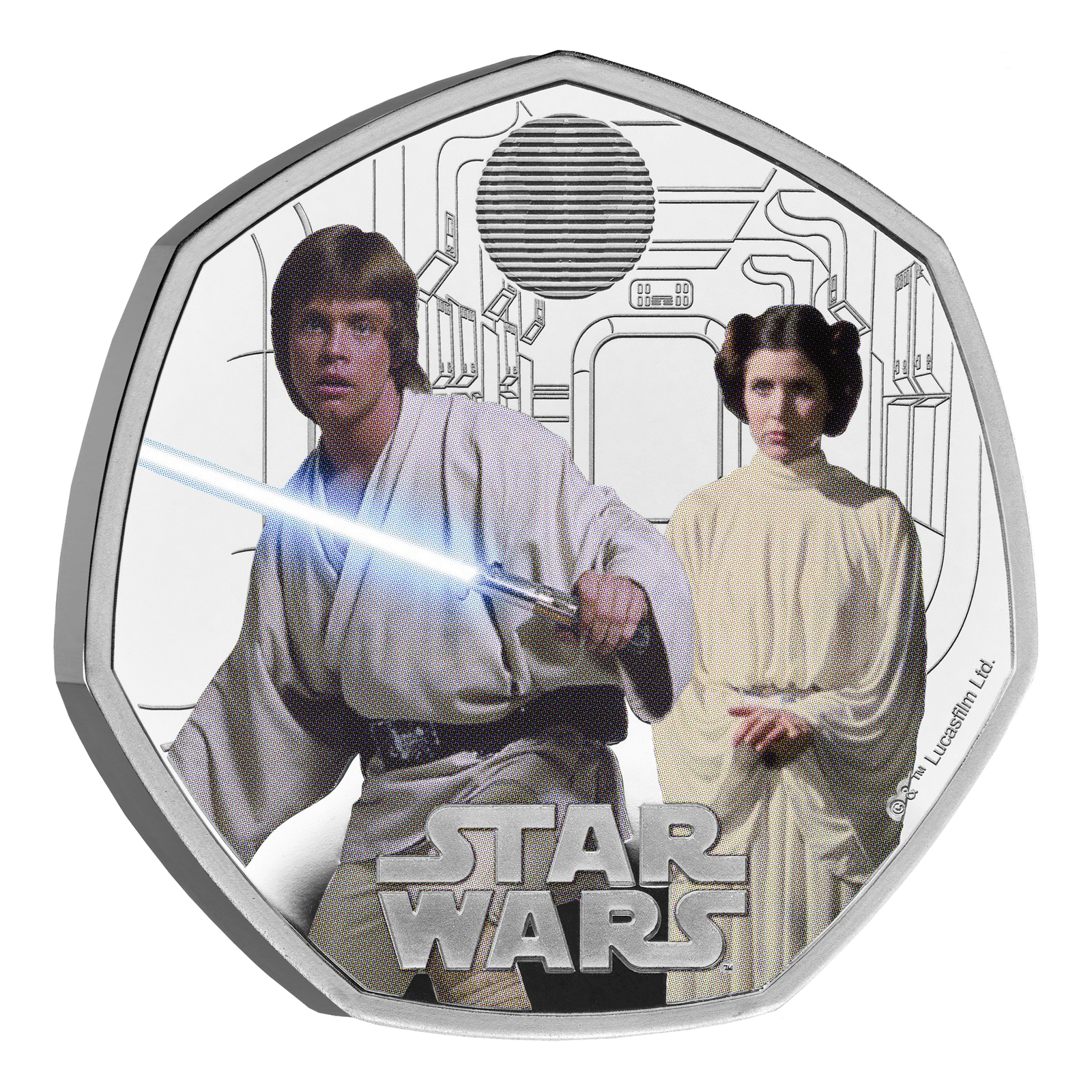 2023 50p Star Wars Luke Skywalker and Princess Leia UK Silver Proof Colour Coin