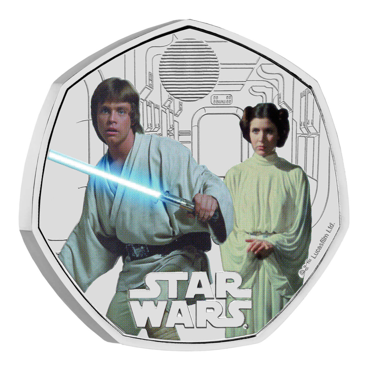 2023 50p Star Wars Luke Skywalker and Princess Leia Coloured BUNC