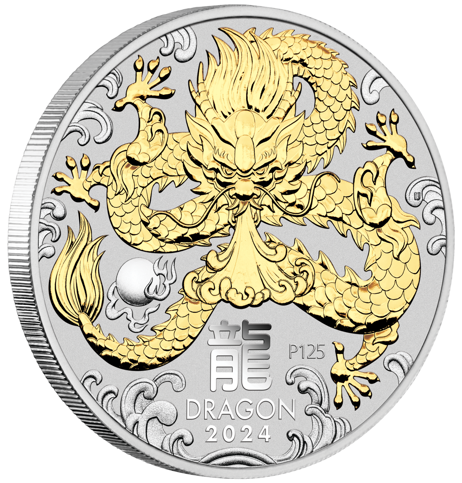 2024 Australian Lunar Series III Year of the Dragon 1oz Silver Gilded Coin