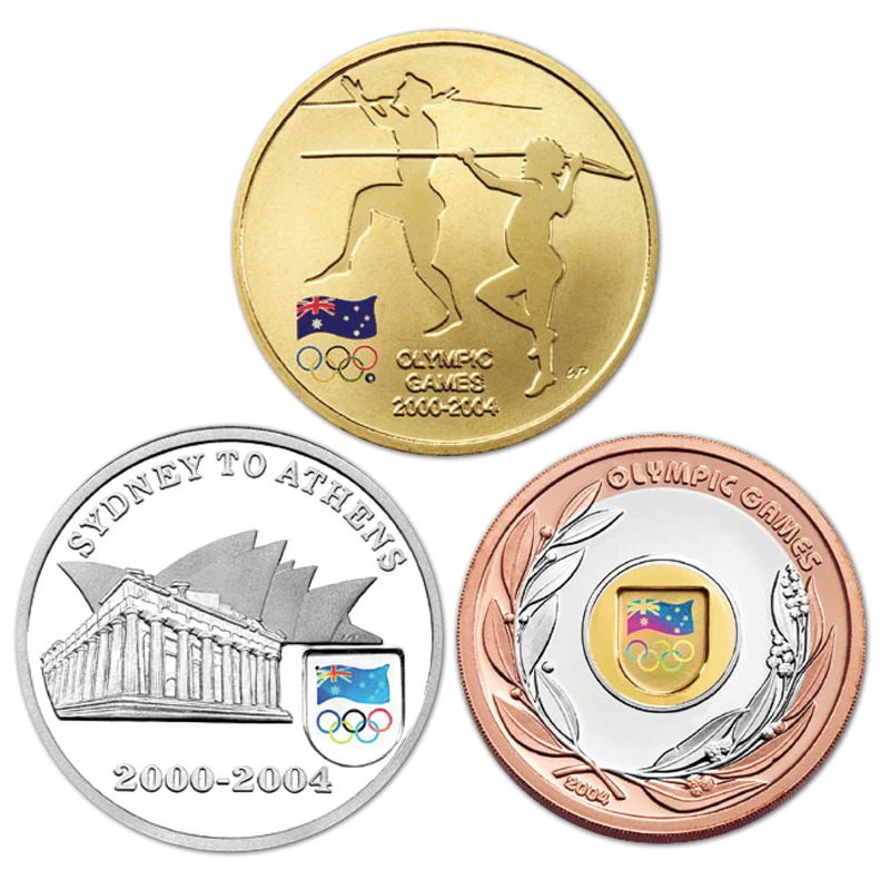 2004 The Journey Continues Sydney To Athens Three Coin Collection 