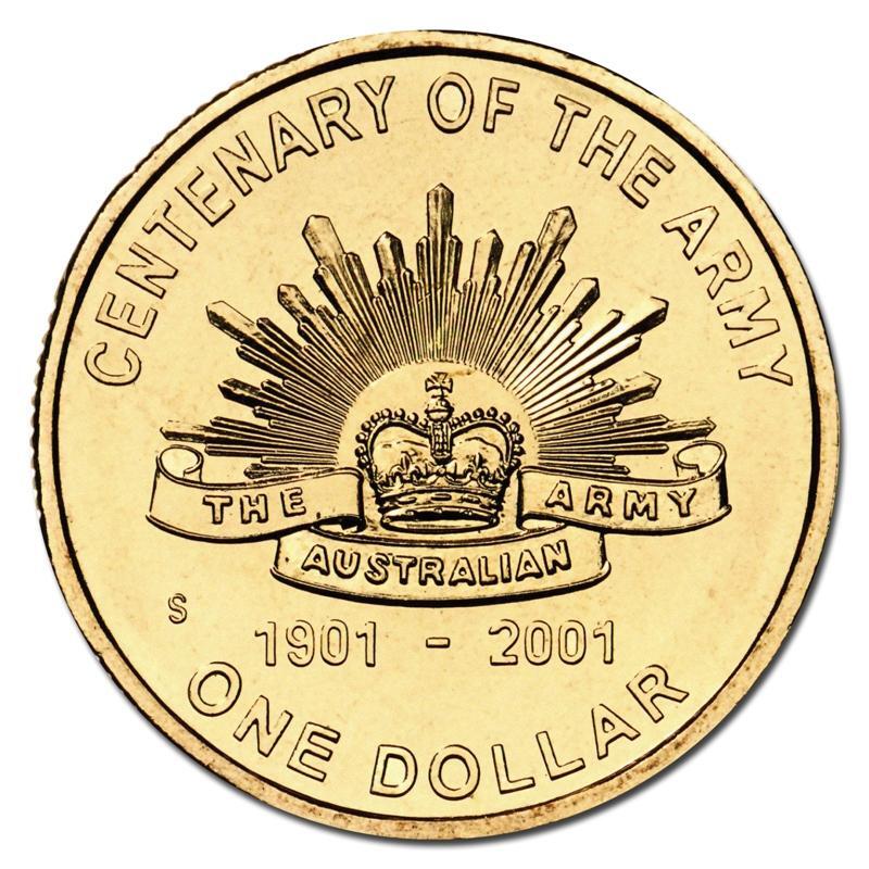 2001 $1 Centenary of Australian Army S Mintmark Uncirculated Coin