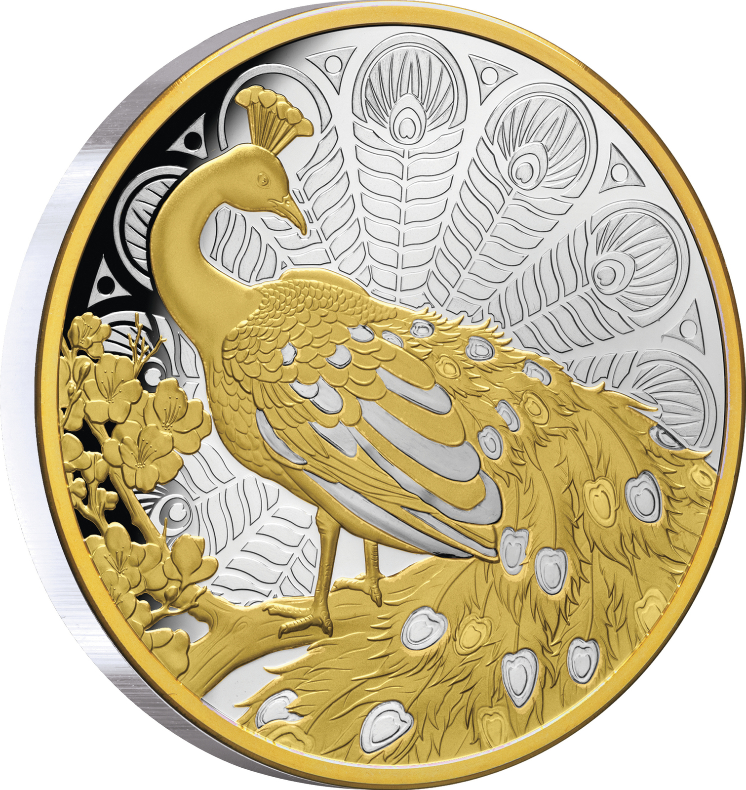 2024 $1 Peacock 1oz Gold-Plated Silver Proof Coin