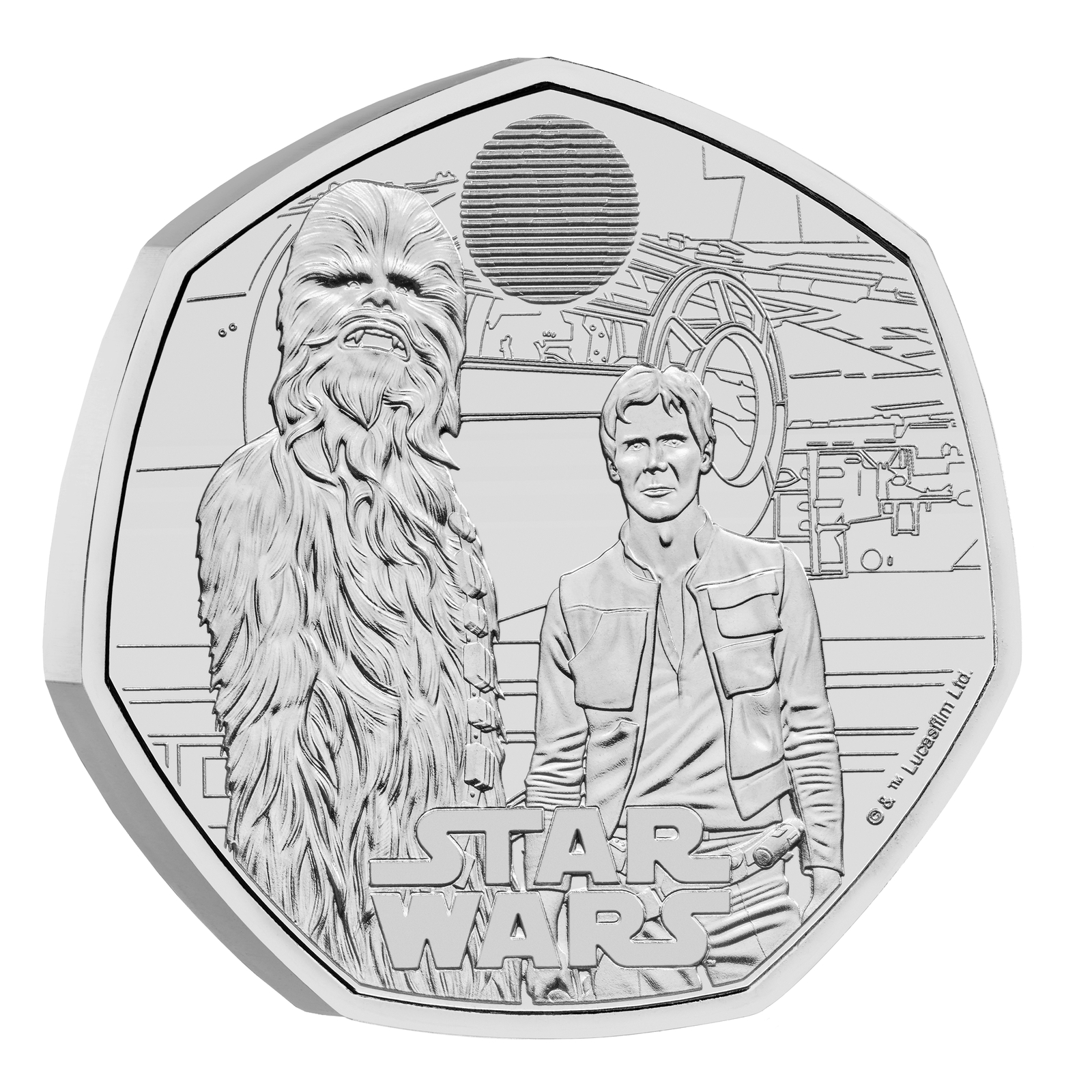 2024 50p Star Wars Han Solo and Chewbacca UK Brilliant Uncirculated Coin