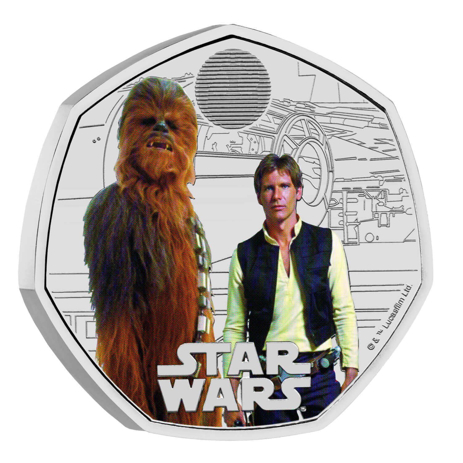 2024 50p Star Wars Han Solo and Chewbacca UK Coloured BUNC