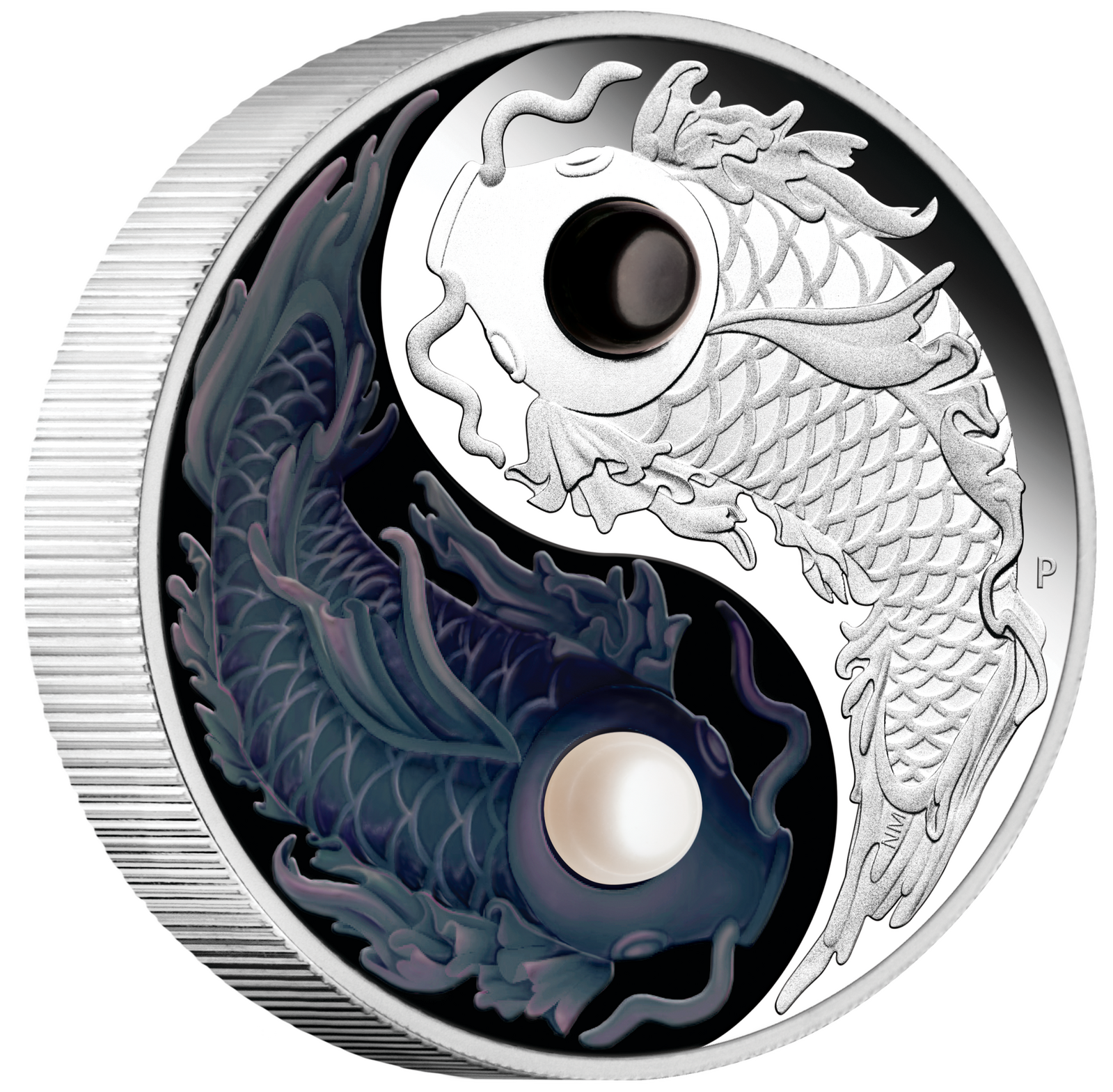 2024 Yin Yang Koi 5oz Silver Proof Coloured Coin with Pearls