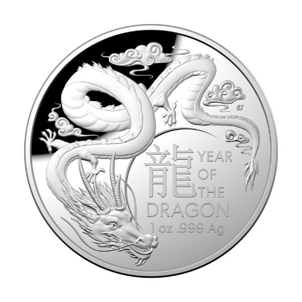 2024 $5 Lunar Series Year Of The Dragon 1 oz Fine Silver Proof Domed Coin