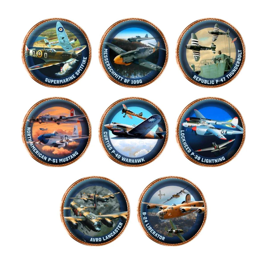 War for the Skies Second World War 9-Coin Enamel Penny Set