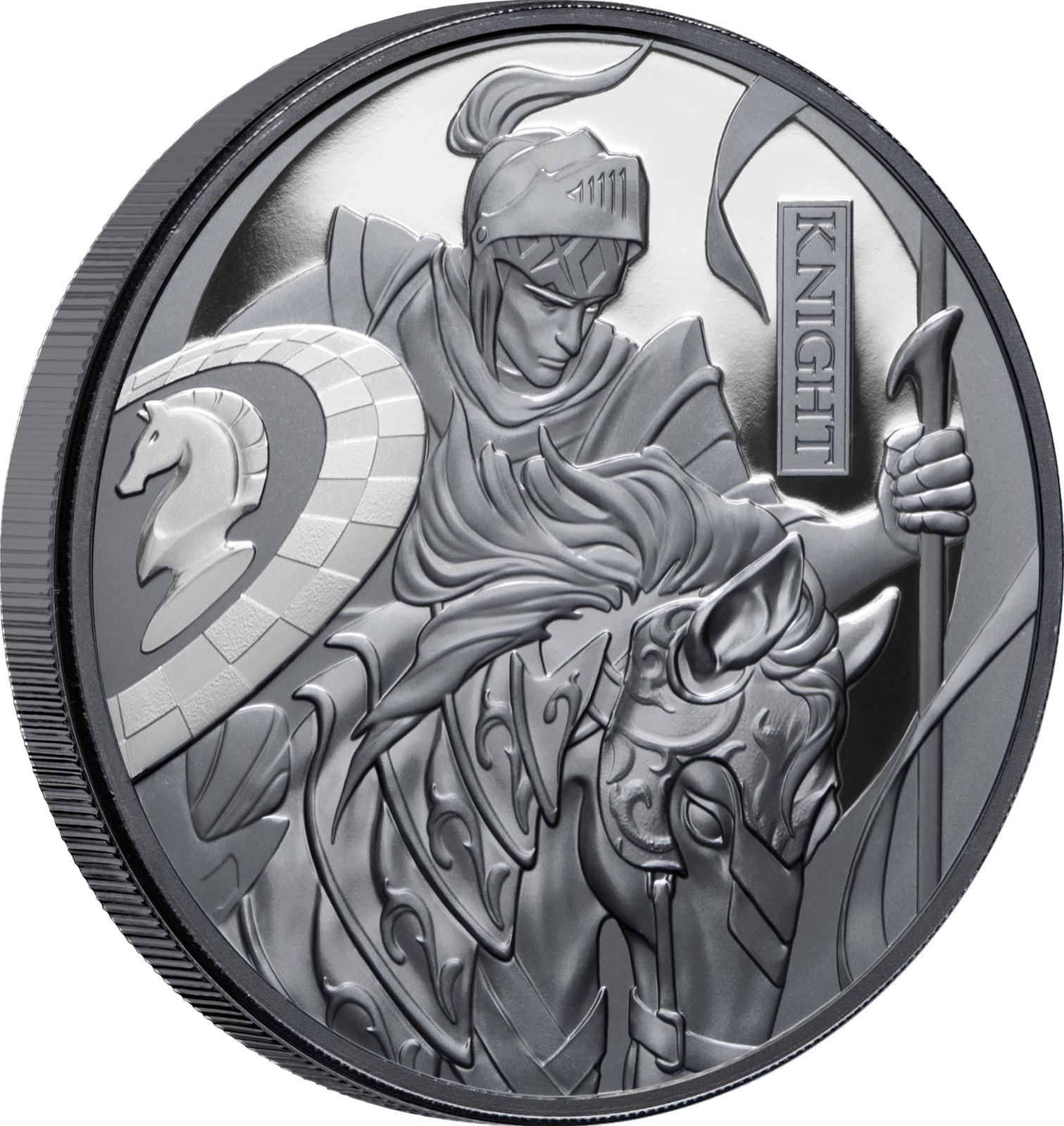 2024 $1 Chess Knight 1oz Silver Black Proof Coin