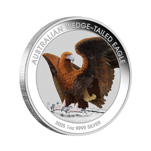 2024 $1 Australian Wedge-tailed Eagle 10th Anniversary 1oz Silver Coloured Coin in Card