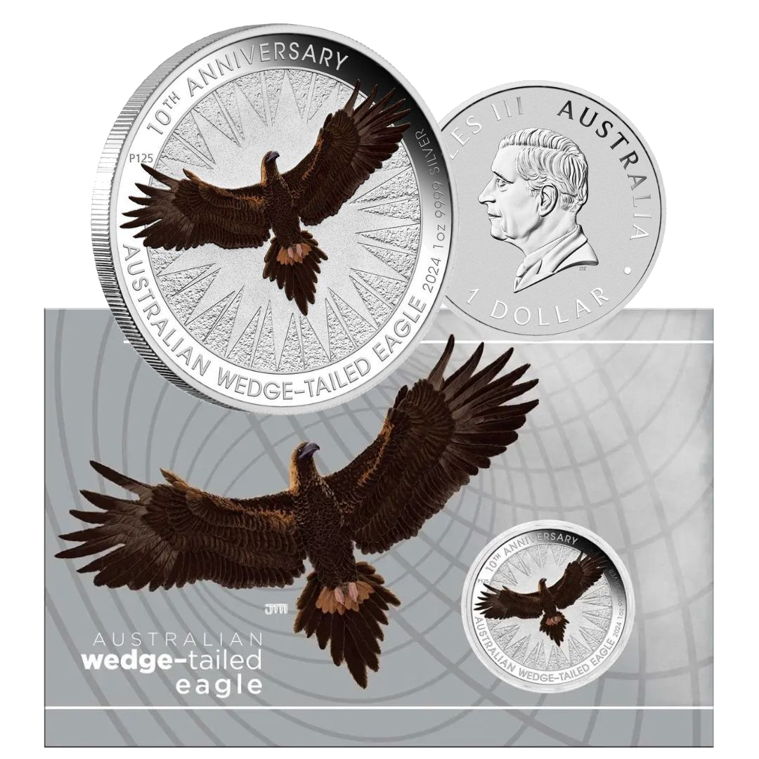 2024 $1 Perth Mint Silver Combo Coin in Cards (Wedge Tailed Eagle + Pink Panther)