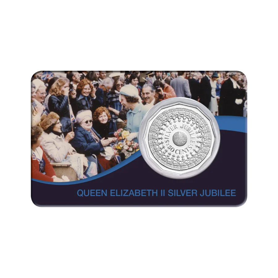 1977 50c Australia Elizabeth II Silver Jubilee Coin Pack Style 2
