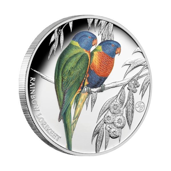 2024 $1 Rainbow Lorikeet - Birds of Australia Series 1oz Silver Proof Coin with John Gould Privy Mark