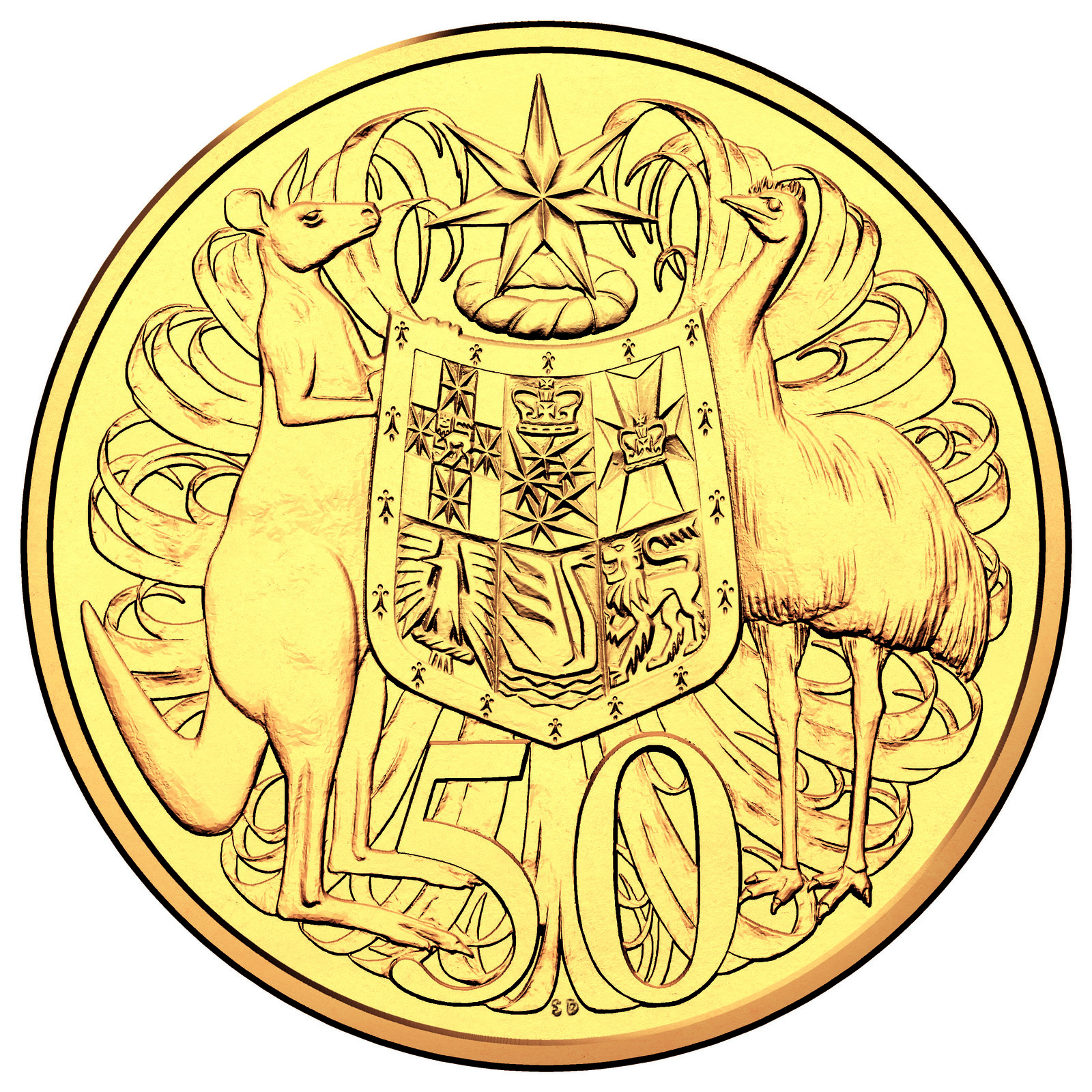 2016 Round 50c, Open Day Gold Plated Uncirculated Coin 50th Anniversary of Decimal Currency Special Release 