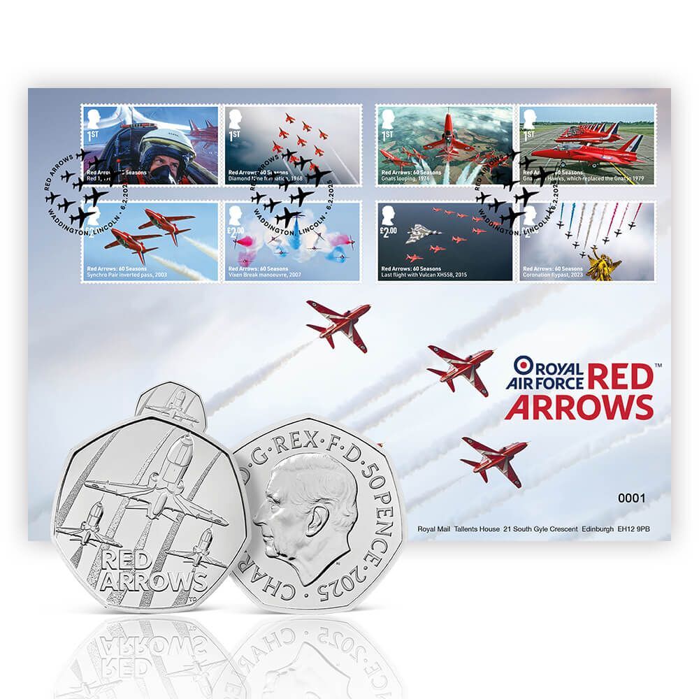 2025 Red Arrows Brilliant Uncirculated Coin Cover