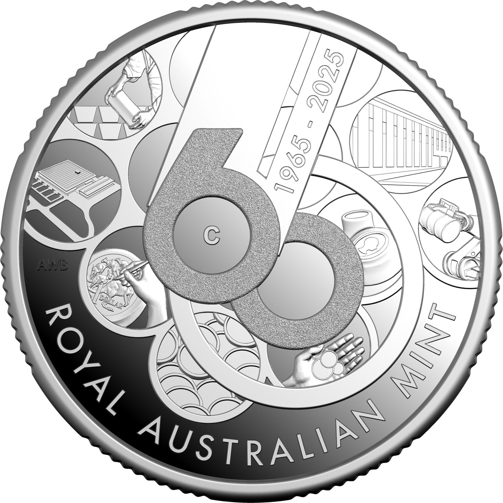 2025 $1 'C' Mintmark 60th Anniversary of the Royal Australian Mint Fine Silver Proof Coin 