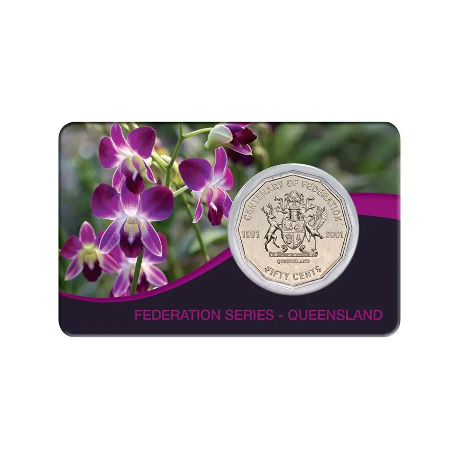2001 50c Queensland - Australia Centenary of Federation Coin Pack Style 2