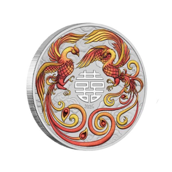 2025 Double Phoenix - Chinese Myths and Legends 1oz Silver Coloured Coin in Card