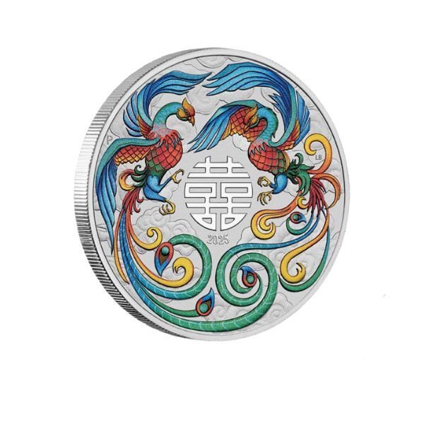  2025 Double Phoenix - Chinese Myths and Legends 1oz Silver Vivid Coloured Coin in Card