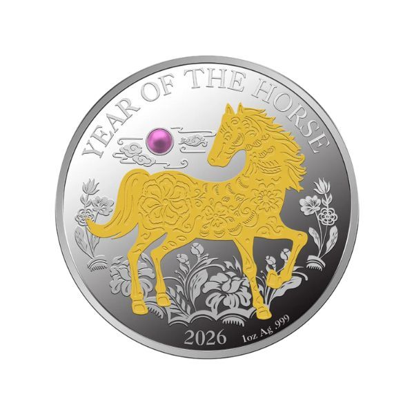 2026 20V Lunar Year of the Horse 20 Pearl Gold-plated 1oz Silver Proof Coin