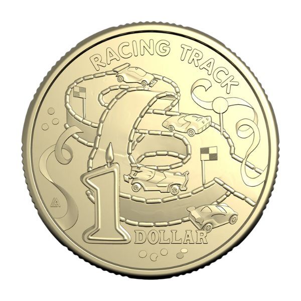 2025 $1 Racing Track Australian Women's Weekly Birthday Cake Uncirculated Coin in Card