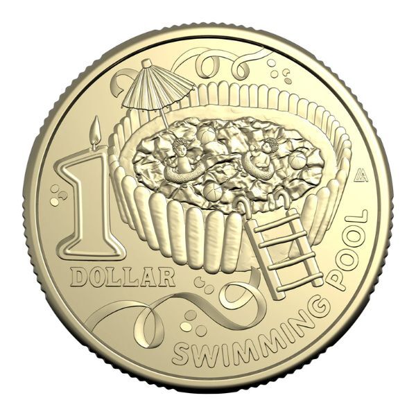 2025 $1 Swimming Pool  Australian Women's Weekly Birthday Cake Uncirculated Coin in Card