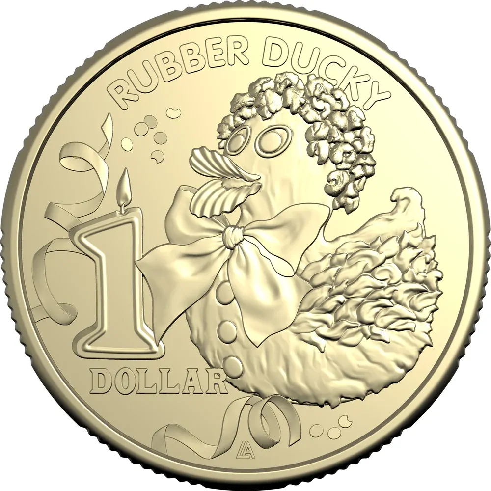 2025 $1 Rubber Ducky Australian Women's Weekly Birthday Cake Uncirculated Coin in Card