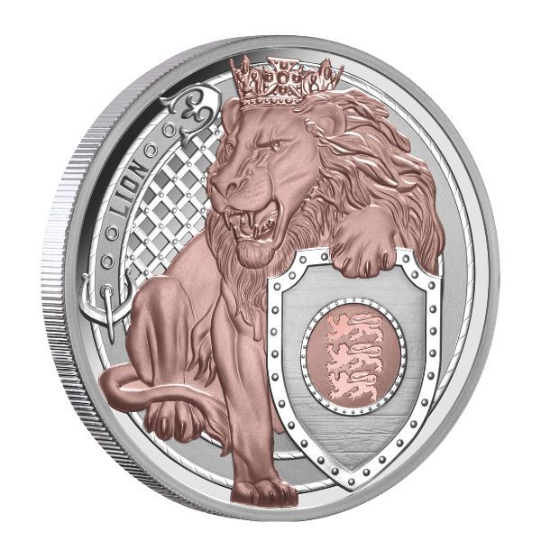 2025 $1 Heraldic Beasts Lion Rose Gold Plated 1oz Silver Proof Coin