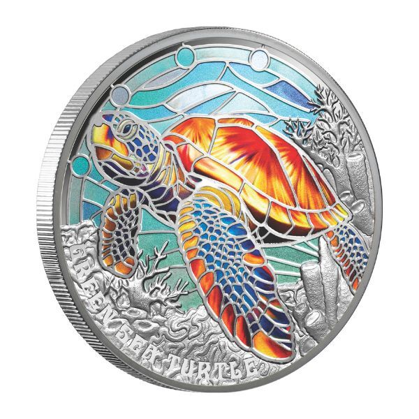  2025 $5 Green Sea Turtle - Nature’s Window  Coloured 2oz Silver Proof Coin