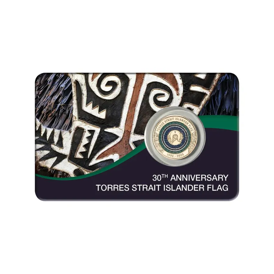 2025 $2 30th Anniversary of the Torres Strait Islander Flag 'C' Mintmark Coloured Uncirculated Coin In Card