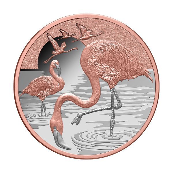 2025 $1 Pink Flamingo  Rose Gold-plated 1oz Silver Proof Coin