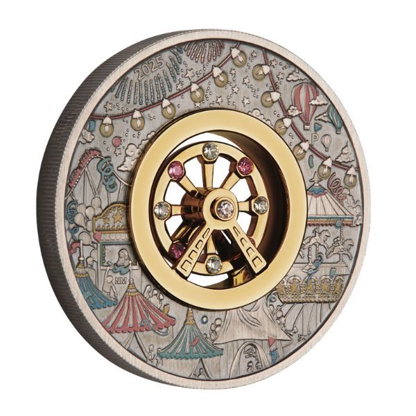 2025 2oz Ferris Wheel Silver Antiqued Coloured Coin
