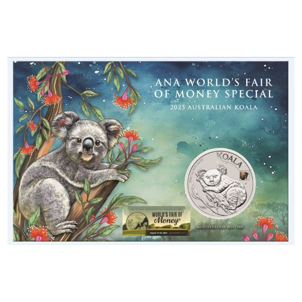 2025 Australian Koala ANA World's Fair of Money Show Special 1oz Silver Coin with Bison Privy