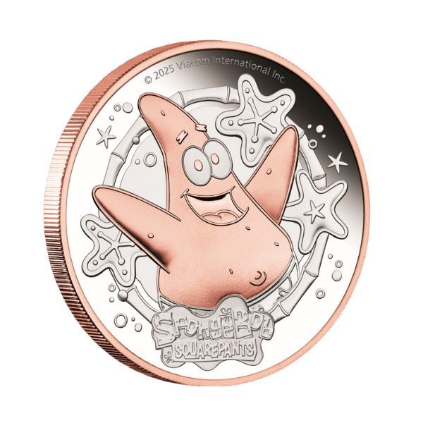  2025 Patrick Star - SpongeBob SquarePants 2oz Silver Proof Gilded Coin