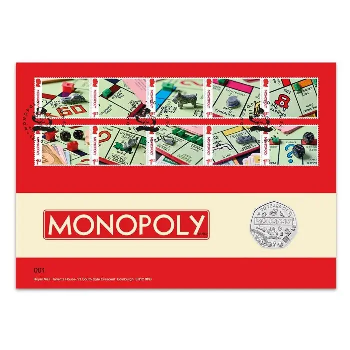 2025 50p Monopoly 90th Anniversary Uncirculated Coin Cover