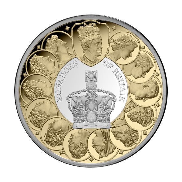 2025 $1 Monarchs Of Britain 24-Carat Gold-Plated 1 Oz Silver Proof Coin