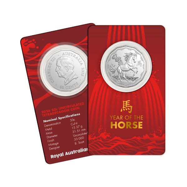 2026 50c Lunar Series Year of the Horse Tetradecagon Uncirculated Coin