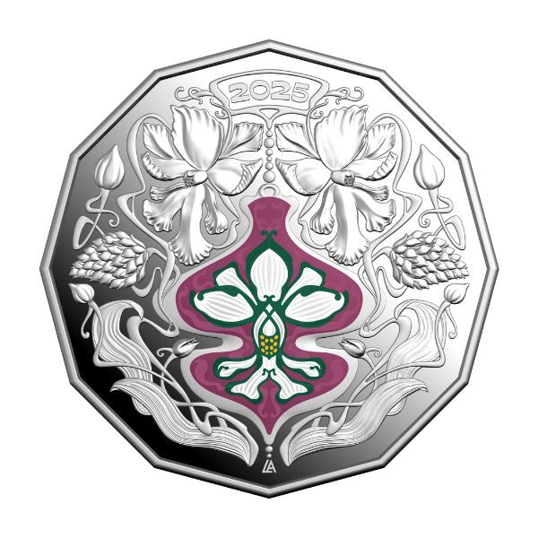 2025 50c Christmas Festive Floral Coloured Fine Silver Proof Coin