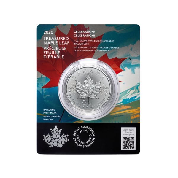 2026 $5 Treasured Silver Maple Leaf 1 Oz Celebration Privy Mark (Premium Bullion)