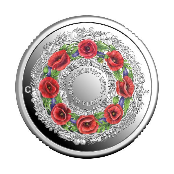 2025 $2 Poppy Wreath 80 Years On: Remembering the Second World War Silver Coloured Proof Coin