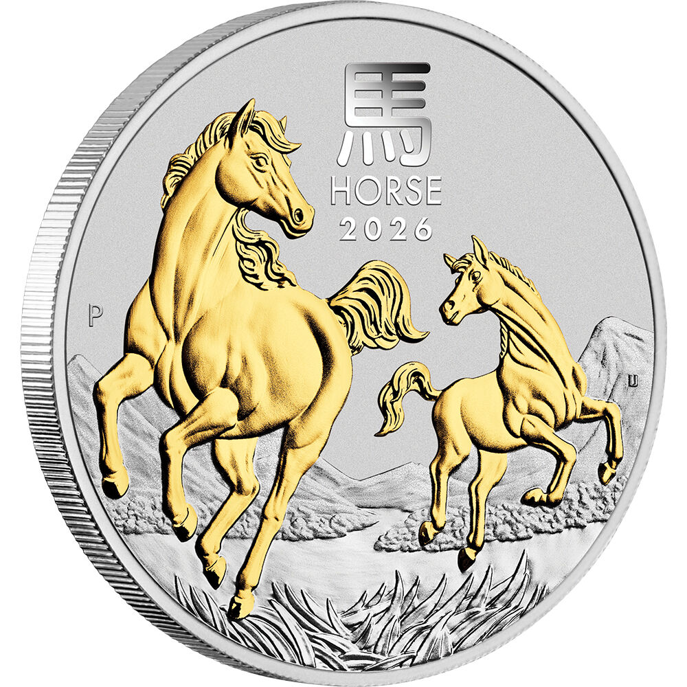2026 Year of the Horse 1 Oz Silver Gilded Coin