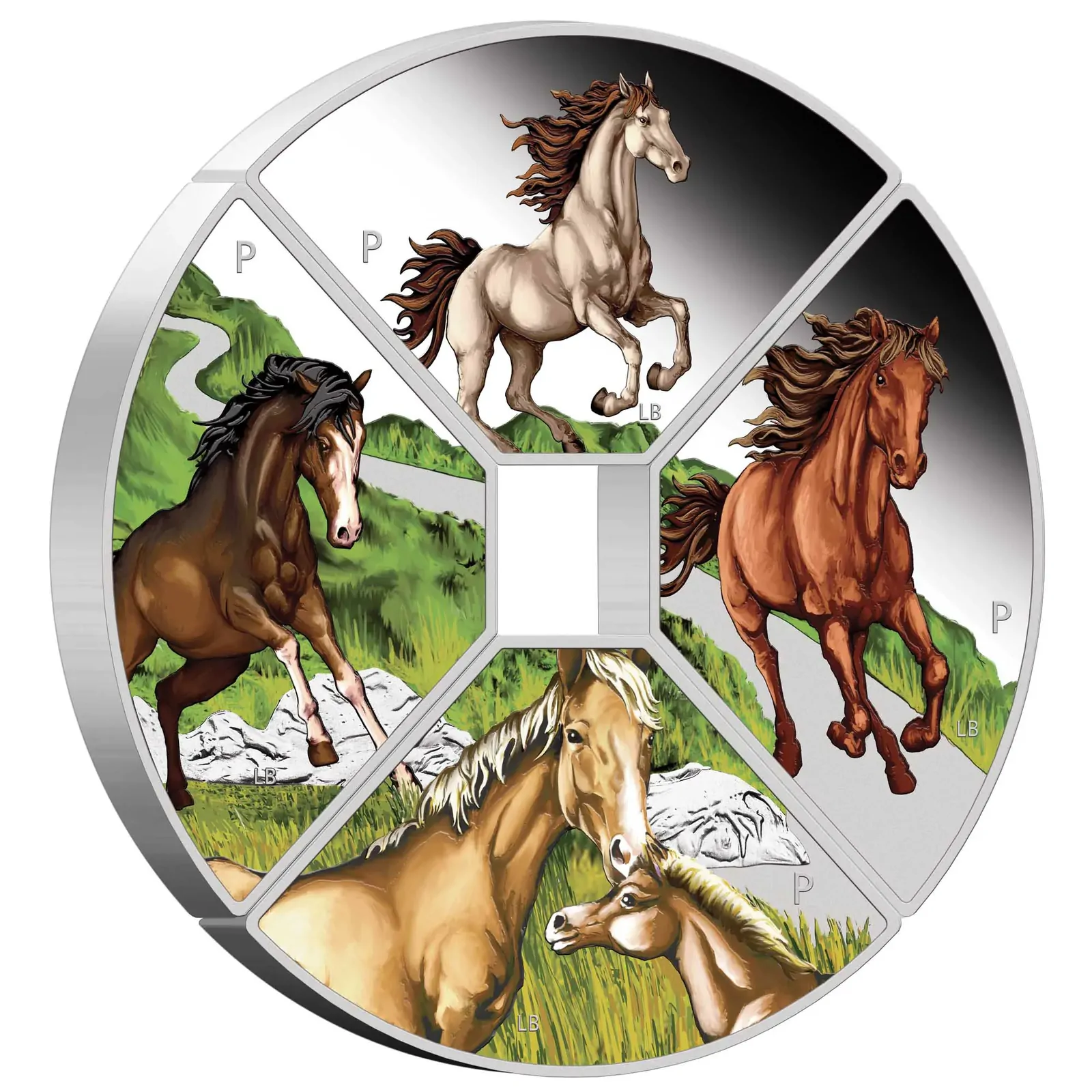 2026 Year of the Horse Quadrant 4 x Coloured 1 Oz Silver Proof Set