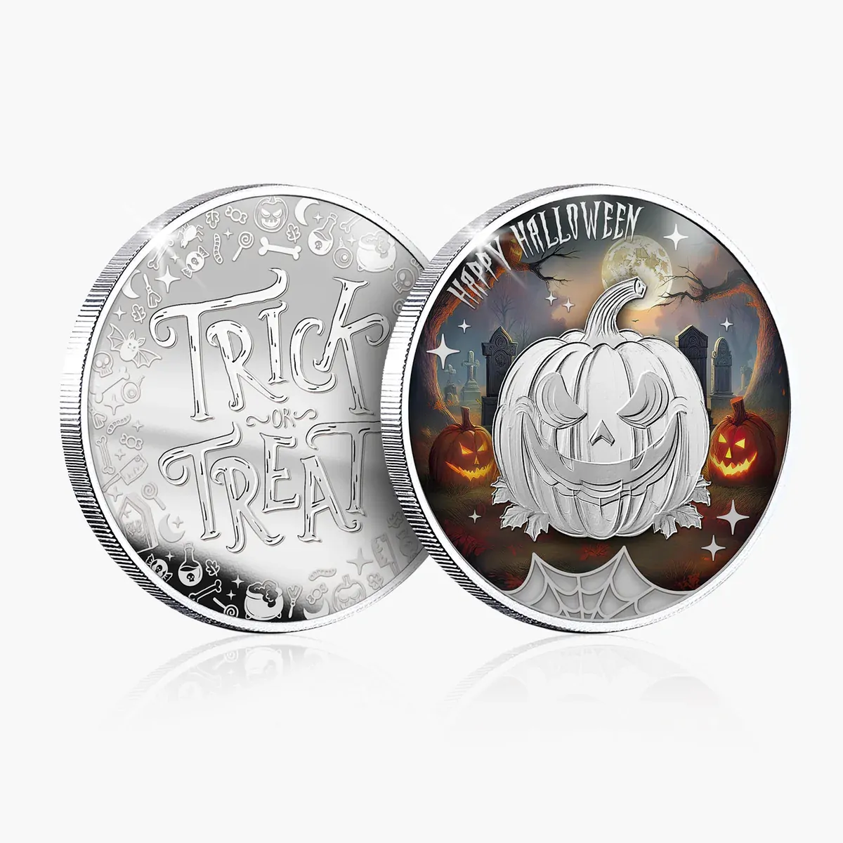 2025 Halloween Trick or Treat Silver Plated Medal