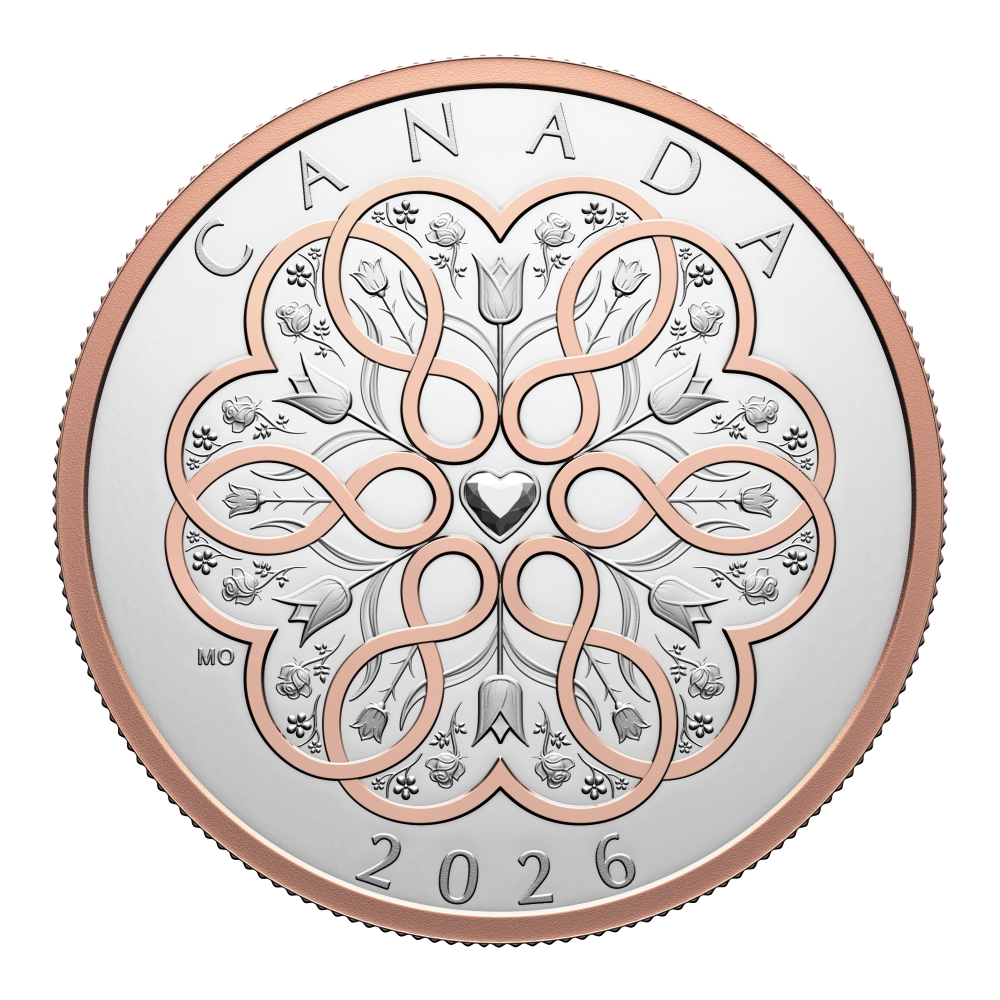 2026 $20 Celebrate Love Rose Gold Plated Fine Silver Coin Royal Canadian Mint
