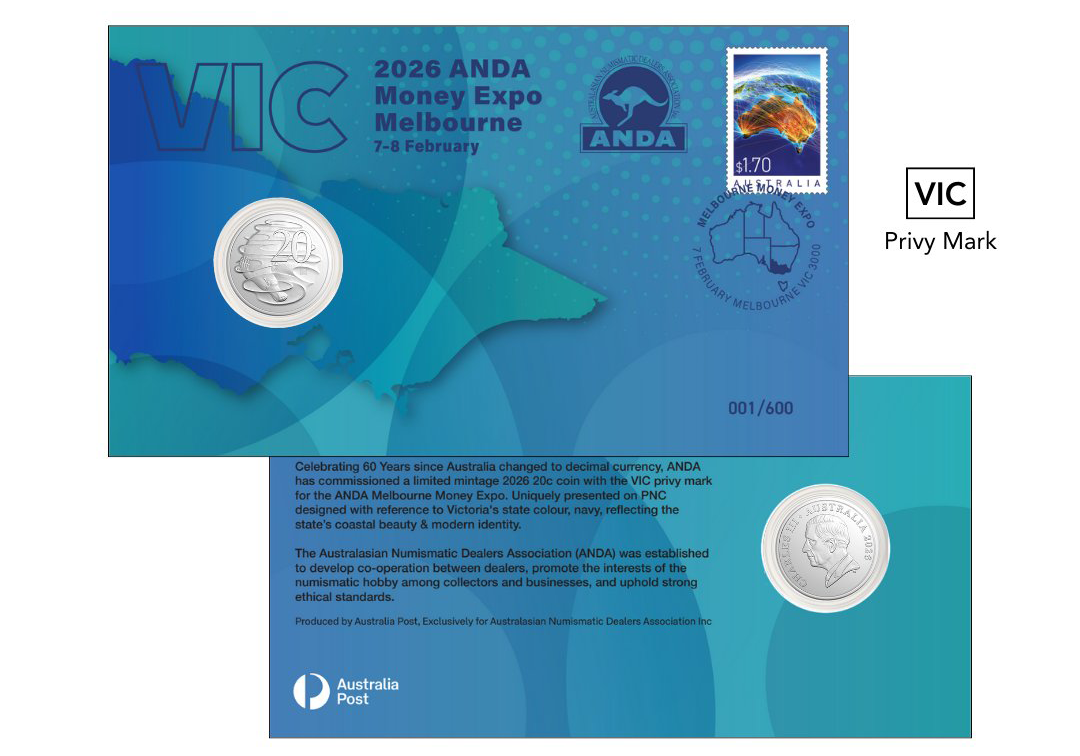 2026 20c  'VIC' Privy Melbourne ANDA Money Expo PNC