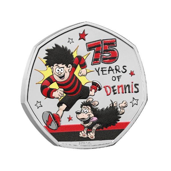 2026  50p 75 Years of Dennis the Menace UK  Brilliant Uncirculated Colour Coin