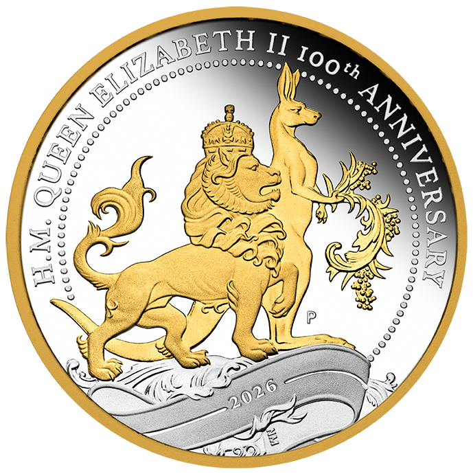 2026 H.M. Queen Elizabeth II 100th Anniversary 1oz Silver Proof Gilded Coin